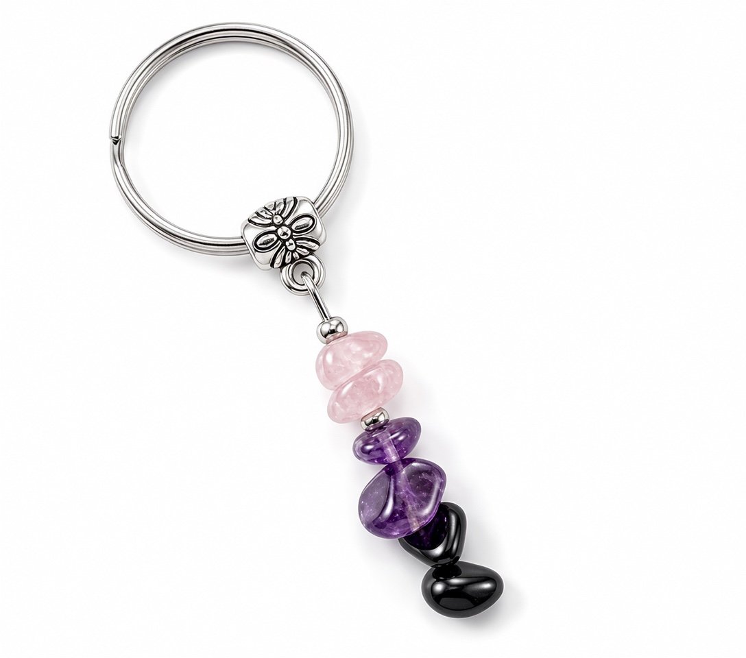 Pink and purple stone keychain