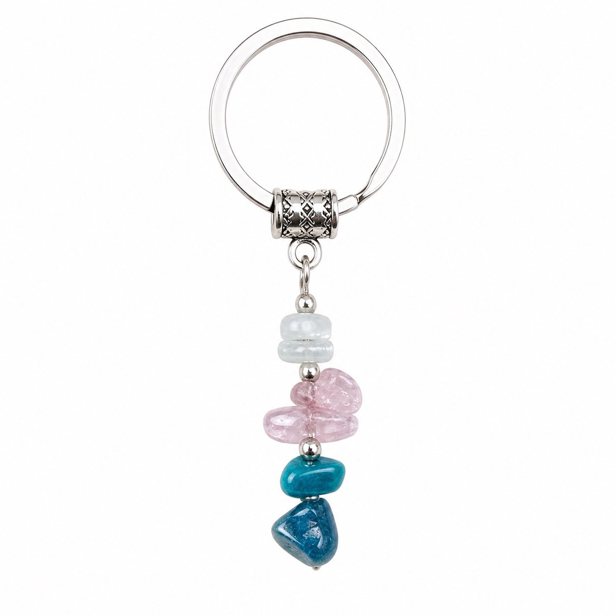 Pastel crystal and stone keychain