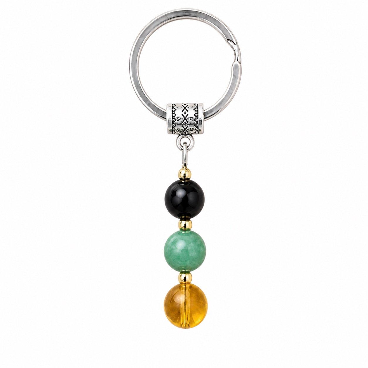 Three-color stone bead keychain reference