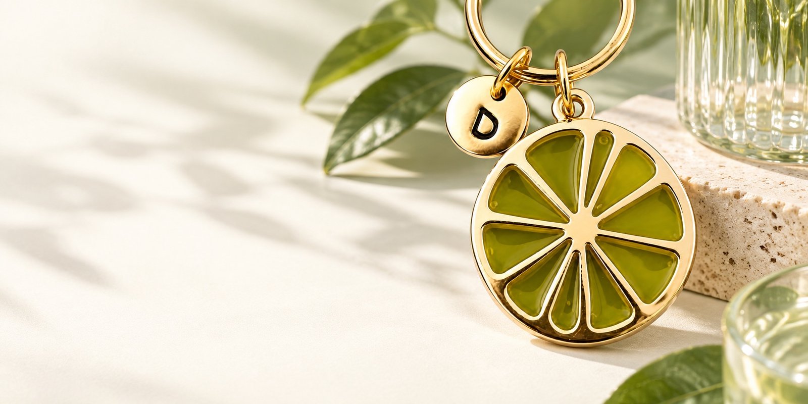 Editorial banner featuring enamel keychains