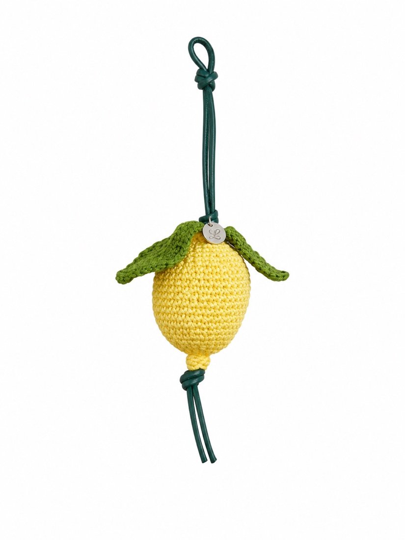 Knitted lemon fabric keychain